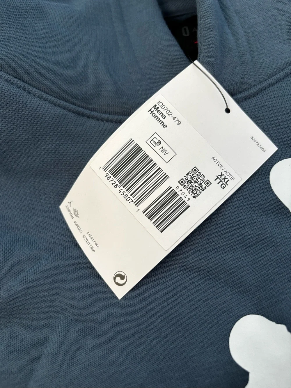 Nike Air Jordan Dark Blue Pullover Hoodie with White Logo